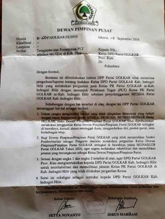 Permalink ke Ditegur DPP, DPD Golkar Inhil Diperintah Rehabilitasi PK yang Dipecat