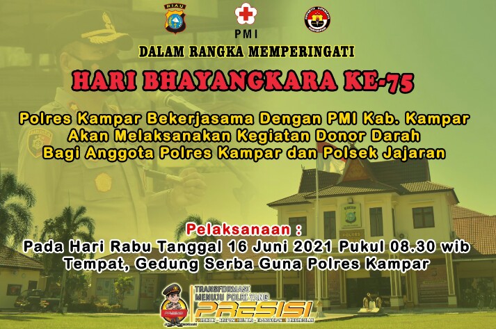 Permalink ke 200 Lebih Personel Polres Kampar Akan Melaksanakan Donor Darah Jelang Hari Bhayangkara ke-75