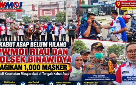 Permalink ke Kabut Asap Belum Hilang, PWMOI Riau dan Polsek Binawidya Bagikan 1.000 Masker