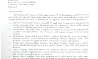 Permalink ke Diduga Tak Sesuai Perwako, Pemilihan RW 03 Labuh Baru Timur Dihentikan Sementara