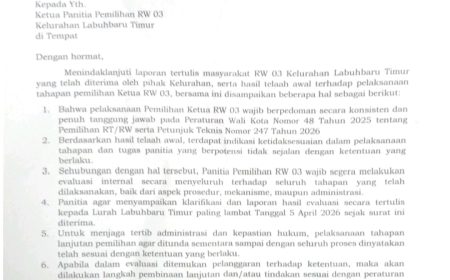 Permalink ke Diduga Tak Sesuai Perwako, Pemilihan RW 03 Labuh Baru Timur Dihentikan Sementara