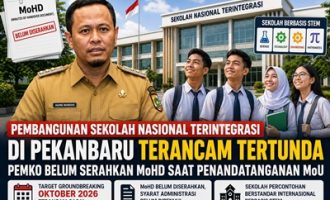 Permalink ke Pembangunan Sekolah Nasional Terintegrasi di Pekanbaru Terancam Tertunda, Pemko Belum Serahkan MoHD Saat Penandatanganan MoU