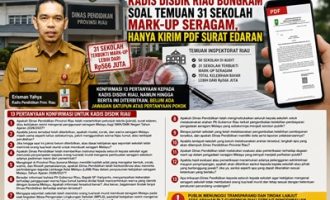 Permalink ke Kadis Disdik Riau Bungkam Soal Temuan 31 Sekolah Mark-up Seragam, Hanya Kirim PDF Surat Edaran